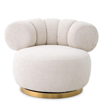 Eichholtz Phedra Swivel Chair, Lyssa Off-White Fabric, Brushed Brass Base, 36.61"W (A117661 YV0J041VRT)