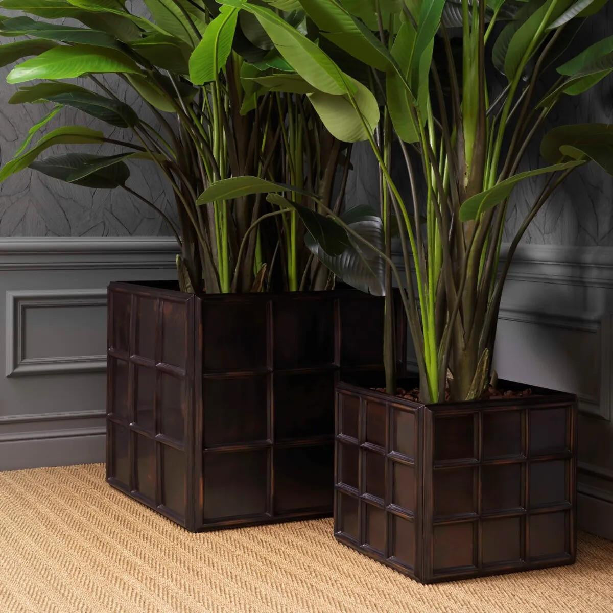 Eichholtz Grid S Planter - Antique Bronze