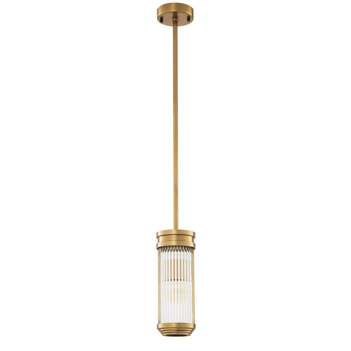 Eichholtz Rousseau Pendant, 1-Light, Small, Antique Brass, Clear Glass, 4.72"W (116588UL YV0J041RTE)