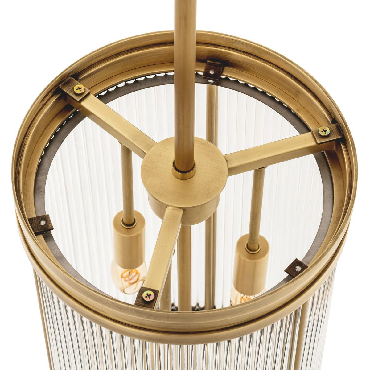 Eichholtz Rousseau Pendant, 3-Light, Large, Antique Brass, Clear Glass, 10.83"W (116587UL YV0J041RTD)