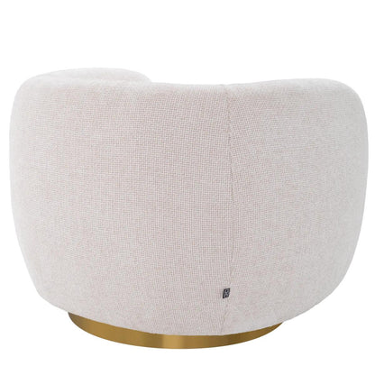 Eichholtz Roxy Swivel Chair, Lyssa Off-White Fabric, Brushed Brass Base, 36.61"W (A115348 YV0J041WMZ)
