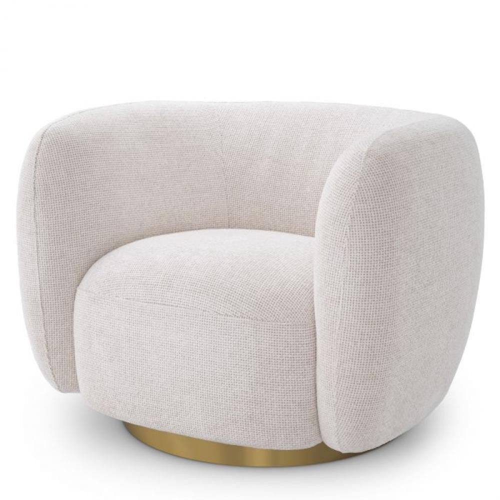 Eichholtz Roxy Swivel Chair Off-White, Brushed Brass