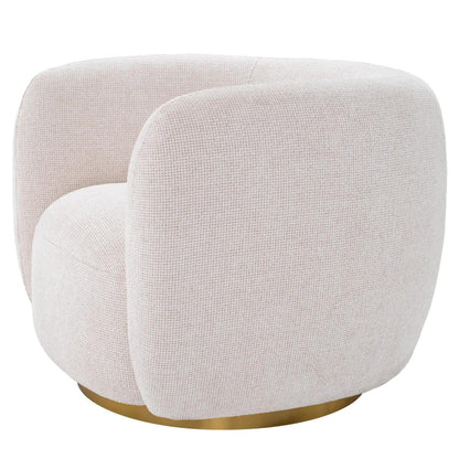 Eichholtz Roxy Swivel Chair, Lyssa Off-White Fabric, Brushed Brass Base, 36.61"W (A115348 YV0J041WMZ)