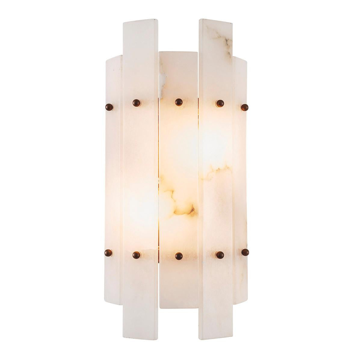 Eichholtz Ruby 2 Light Wall Sconce Antique Brass, Alabaster