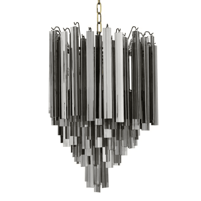 Eichholtz Salerno Chandelier, 4-Light, Antique Brass, Smoke Glass, 16.54"W (109532UL YV0J03YV0K)