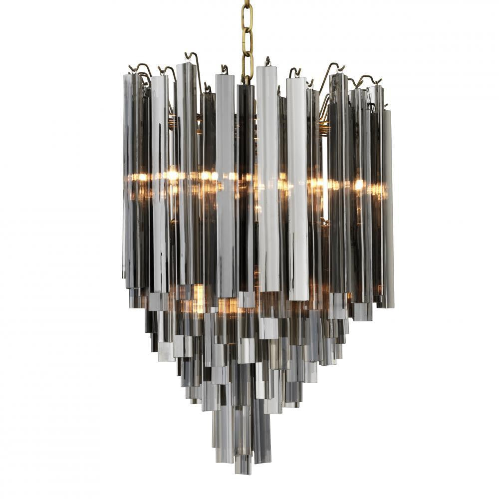 Eichholtz Salerno Chandelier, 4-Light, Antique Brass, Smoke Glass, 16.54"W (109532UL YV0J03YV0K)