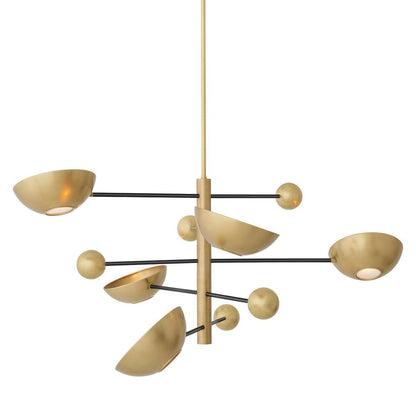 Eichholtz Salinas Chandelier, 5-Light, Antique Brass, Black, Antique Brass Shade, 55.12"W (115245UL YV0J03YV0L)