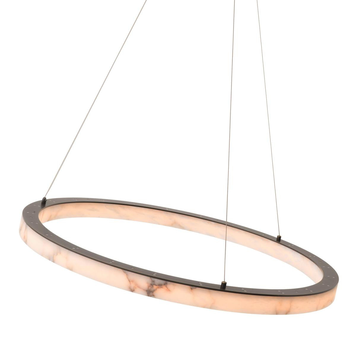 Eichholtz Sankt Chandelier, 1-Light, Large, LED Integrated, Alabaster, Bronze, 39.37"W (117048UL YV0J03YV0M)