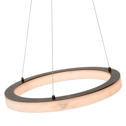 Eichholtz Sankt Chandelier, 1-Light, Small, LED Integrated, Alabaster, Bronze, 23.62"W (117049UL YV0J03YV0N)