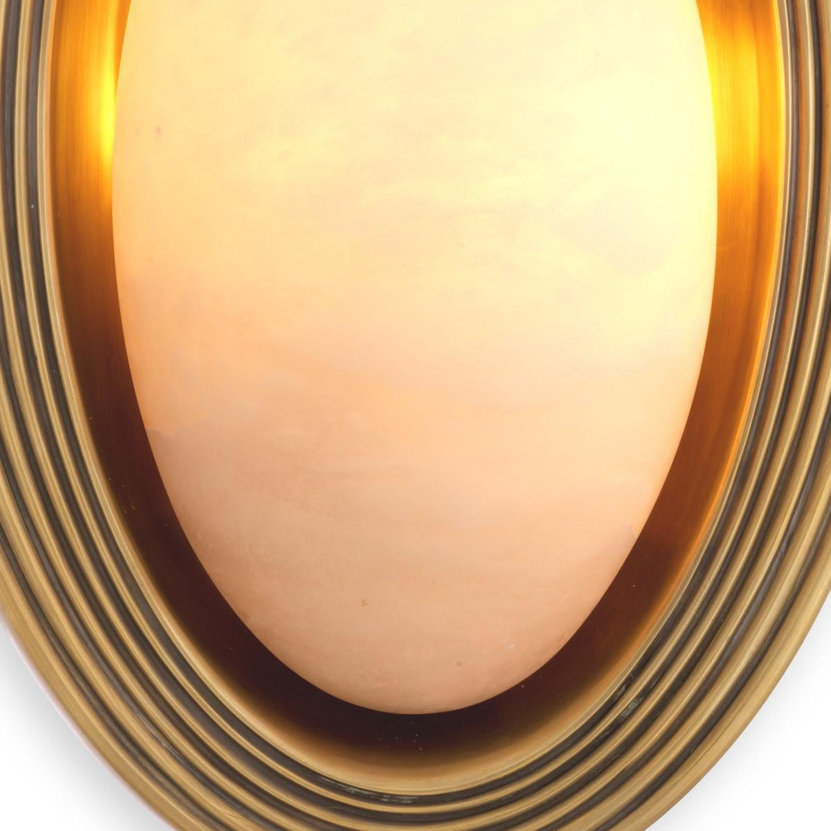 Eichholtz Savono Wall Sconce, 1-Light, Vintage Brass, Alabaster Shade, 9.84"W (116696UL YV0J041YNX)
