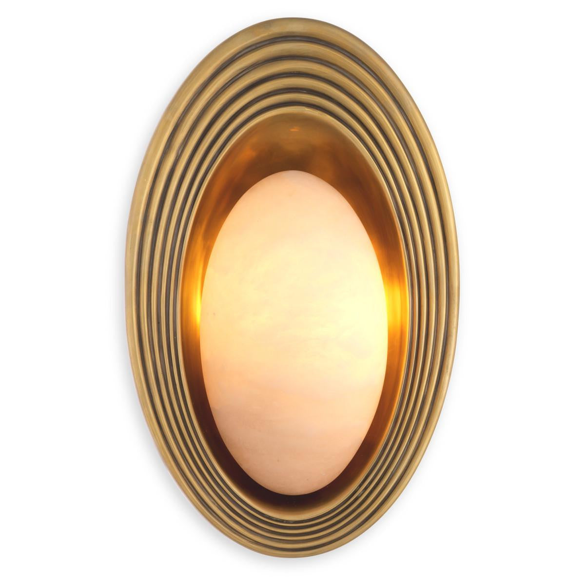 Eichholtz Savono Wall Sconce, 1-Light, Vintage Brass, Alabaster Shade, 9.84"W (116696UL YV0J041YNX)