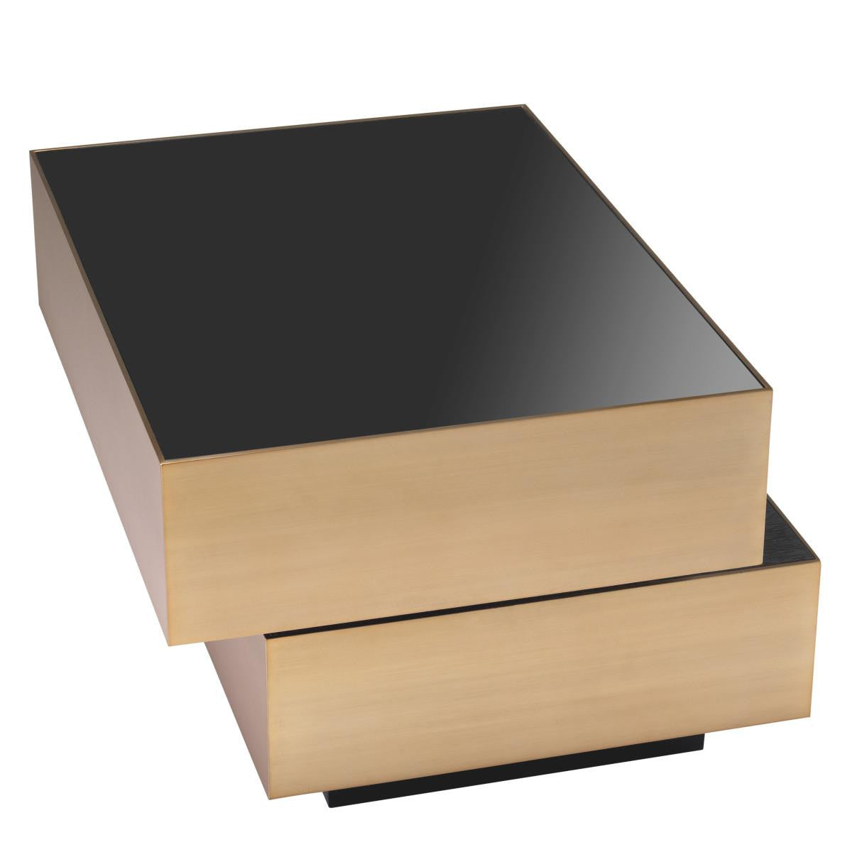 Eichholtz Shelton Side Table, Brushed Brass, Black Glass, Charcoal Gray, 18.9"H (114434 YV0J041UT8)