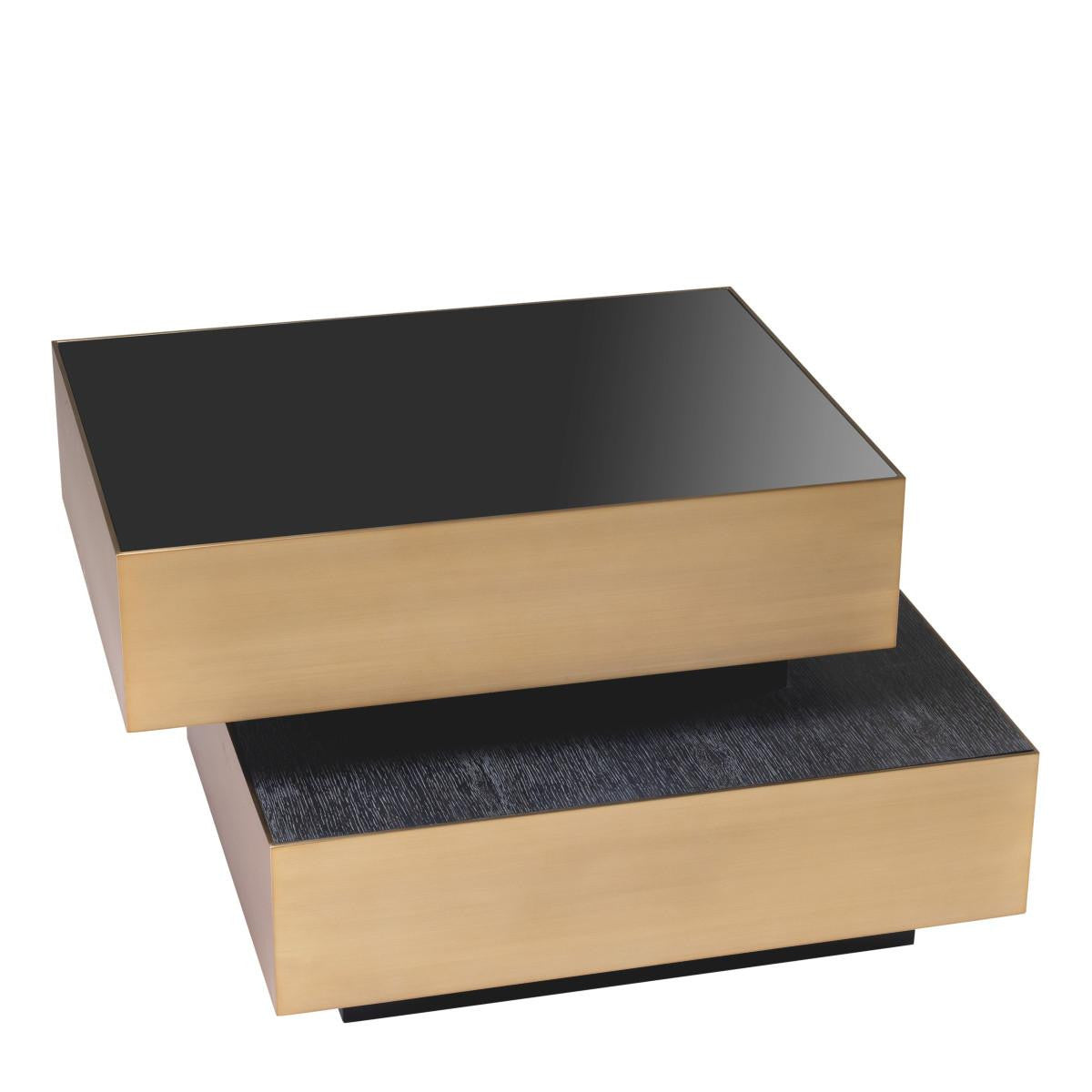 Eichholtz Shelton Side Table, Brushed Brass, Black Glass, Charcoal Gray, 18.9"H (114434 YV0J041UT8)
