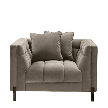 Eichholtz Sienna Armchair, Savona Greige Velvet, Black Legs, 26.77"H (A113385 YV0J03YU1K)