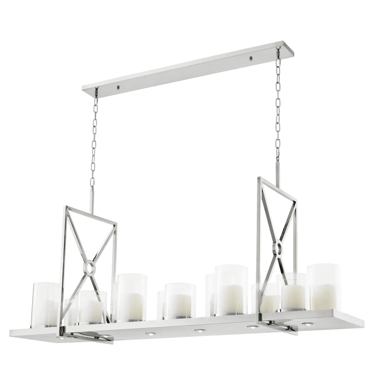 Eichholtz Summit Linear Chandelier, 12-Light, LED Integrated, Polished Stainless Steel, 62.99"W (110444UL YV0J03YV0R)