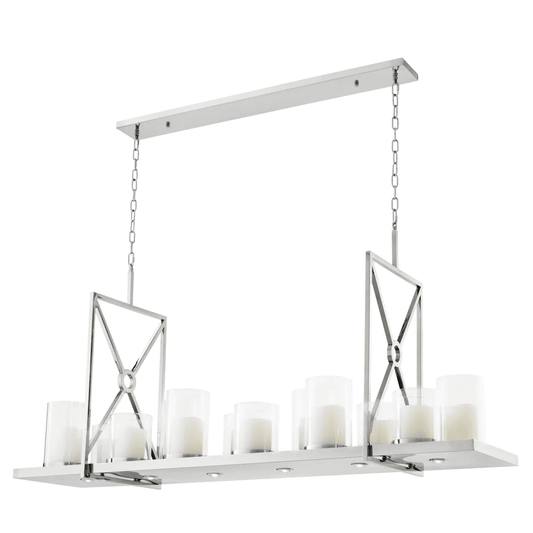 Eichholtz Summit Linear Chandelier, 12-Light, LED Integrated, Polished Stainless Steel, 62.99"W (110444UL YV0J03YV0R)