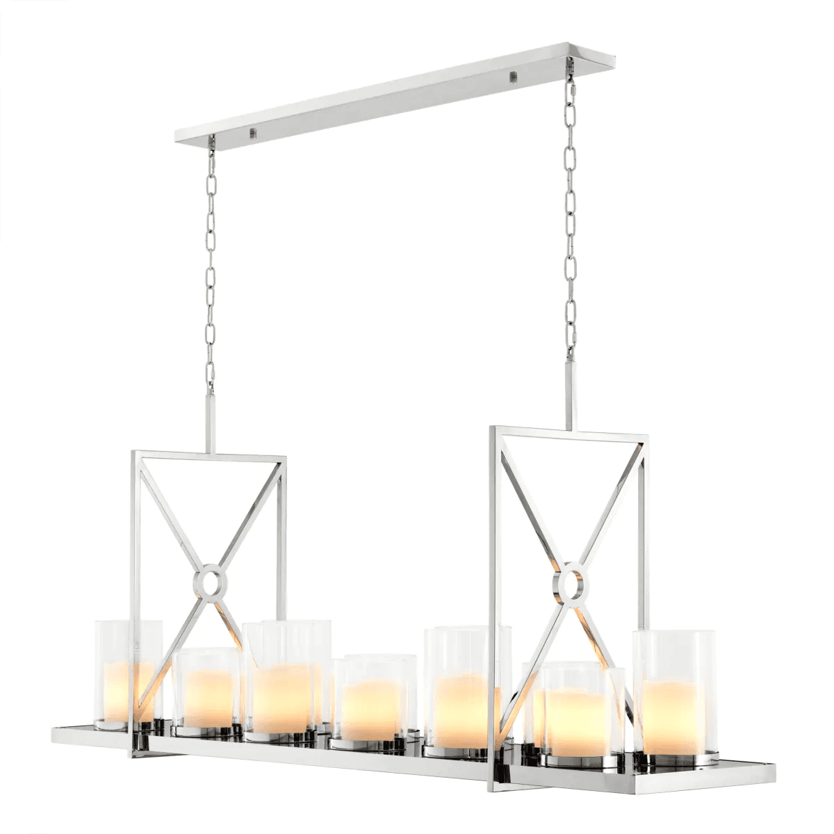 Eichholtz Summit Linear Chandelier, 12-Light, LED Integrated, Polished Stainless Steel, 62.99"W (110444UL YV0J03YV0R)