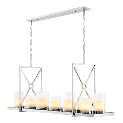 Eichholtz Summit Linear Chandelier, 12-Light, LED Integrated, Polished Stainless Steel, 62.99"W (110444UL YV0J03YV0R)