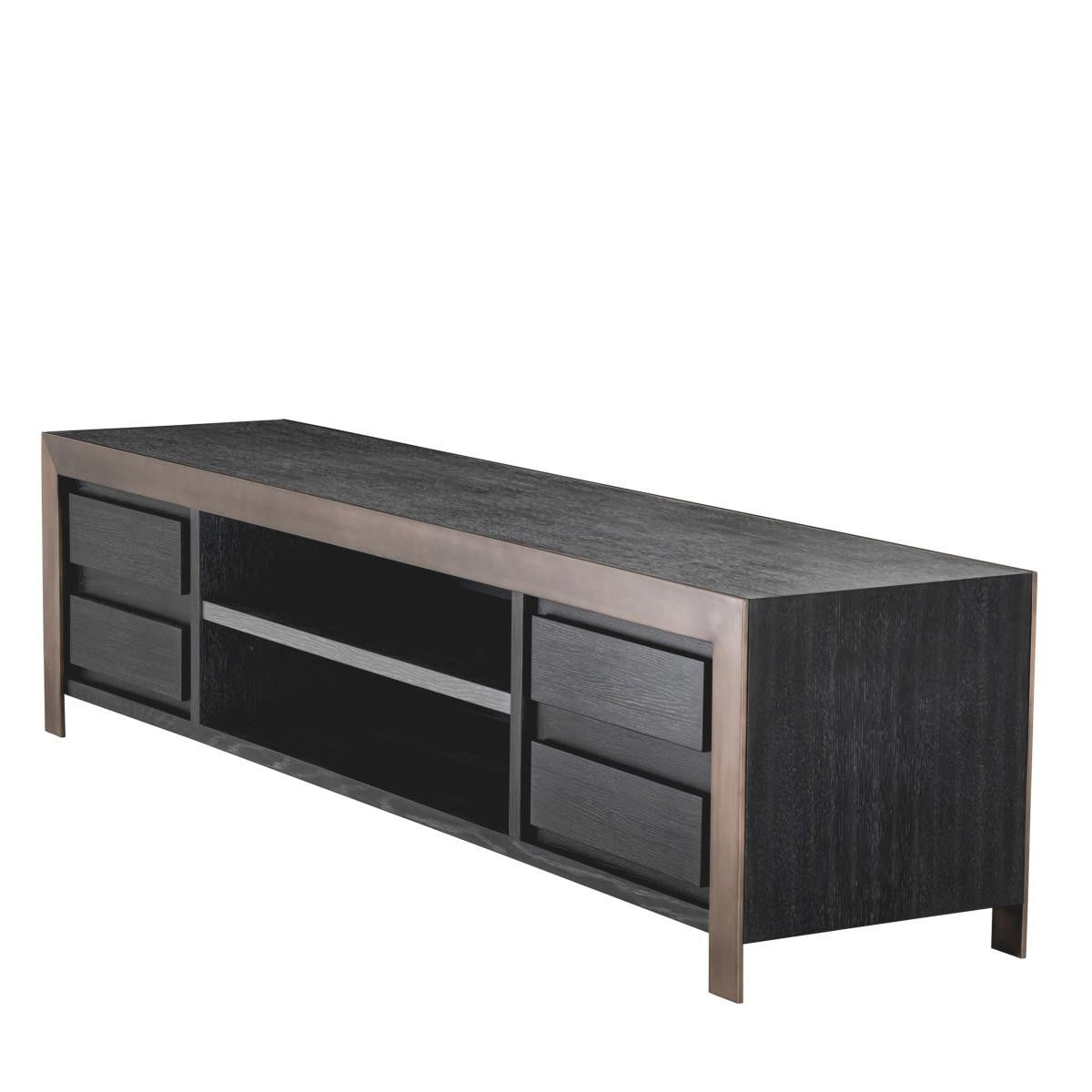 Eichholtz Talbot Television Cabinet, Charcoal Gray, Bronze, 86.61"W (115094 YV0J041XMJ)
