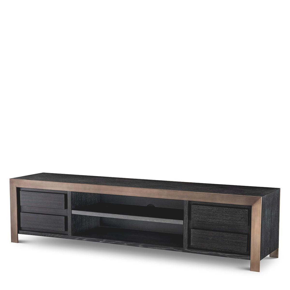 Eichholtz Talbot Television Cabinet, Charcoal Gray, Bronze, 86.61"W (115094 YV0J041XMJ)