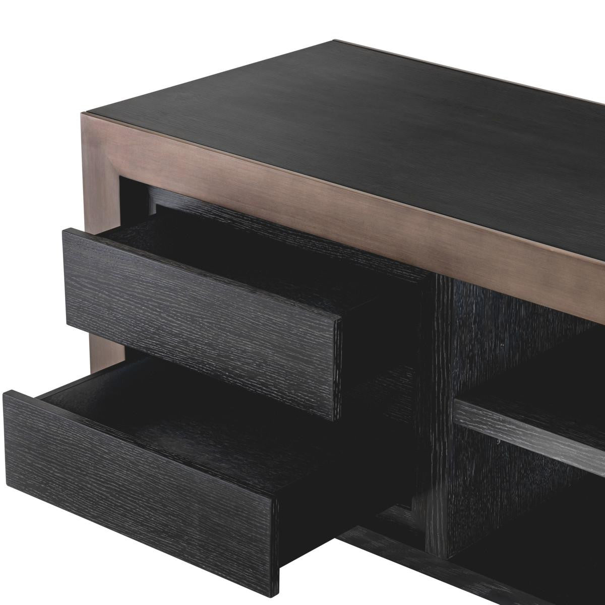 Eichholtz Talbot Television Cabinet, Charcoal Gray, Bronze, 86.61"W (115094 YV0J041XMJ)