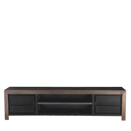 Eichholtz Talbot Television Cabinet, Charcoal Gray, Bronze, 86.61"W (115094 YV0J041XMJ)