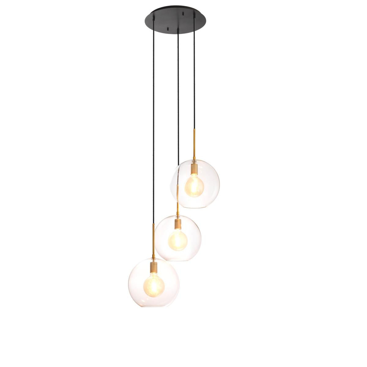Eichholtz Tango Pendant, 3-Light, Bronze, Antique Brass, Clear Glass, 23.62"W (112633UL YV0J03YV0U)