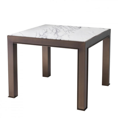 Eichholtz Tardieu Side Table, White Marble, Bronze, 20.28"H (114660 YV0J041UT9)