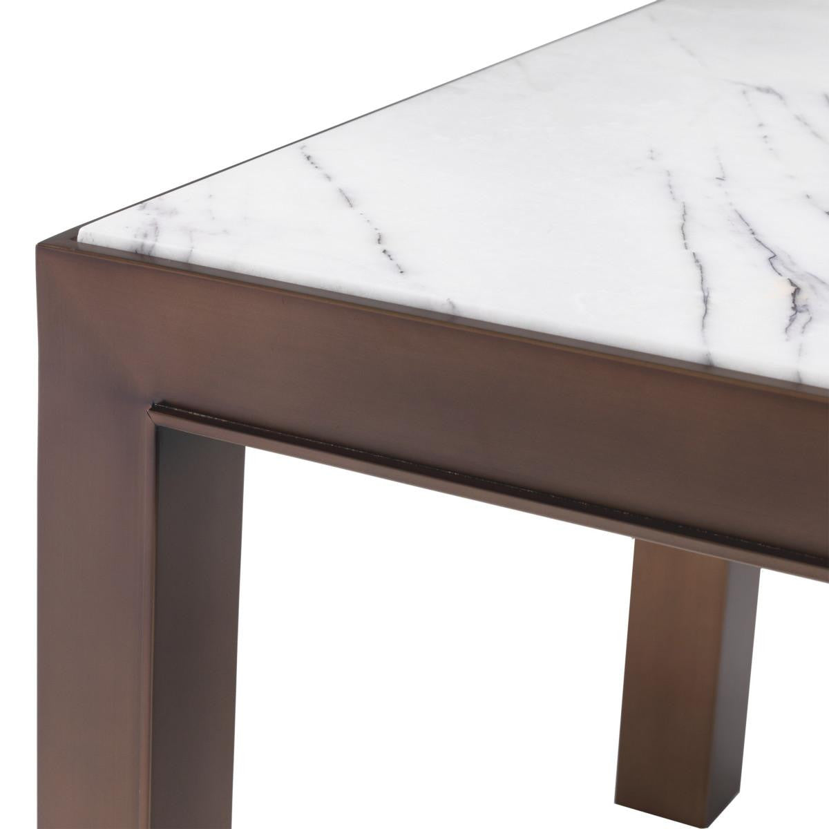 Eichholtz Tardieu Side Table, White Marble, Bronze, 20.28"H (114660 YV0J041UT9)