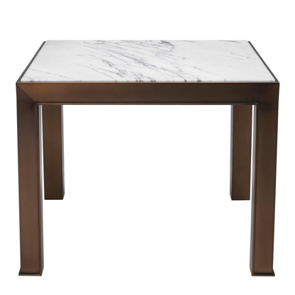 Eichholtz Tardieu Side Table, White Marble, Bronze, 20.28"H (114660 YV0J041UT9)