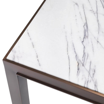 Eichholtz Tardieu Side Table, White Marble, Bronze, 20.28"H (114660 YV0J041UT9)