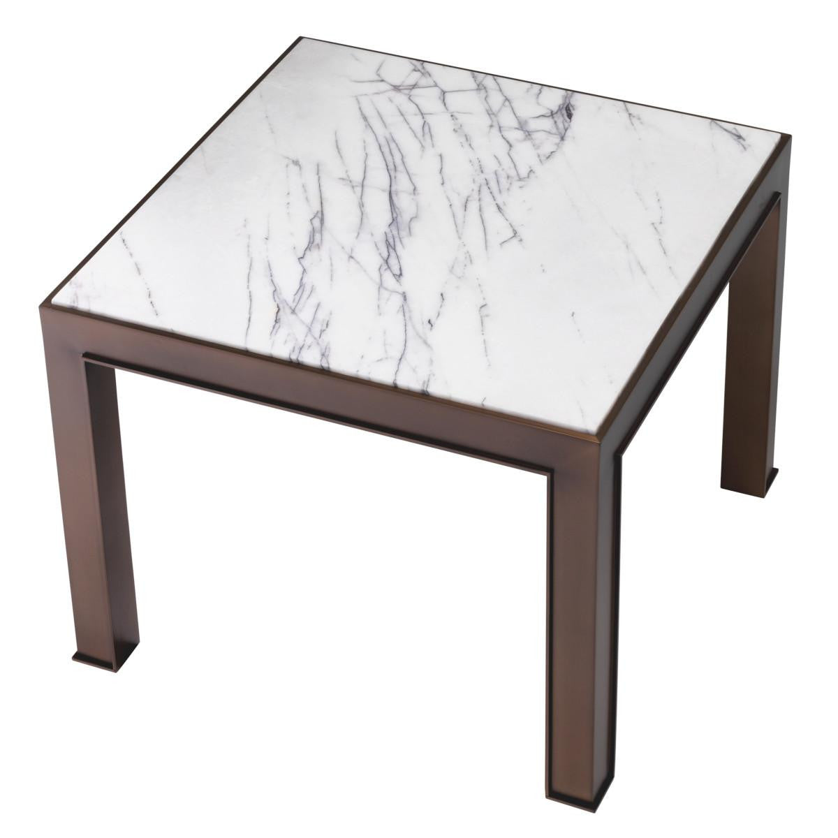 Eichholtz Tardieu Side Table, White Marble, Bronze, 20.28"H (114660 YV0J041UT9)