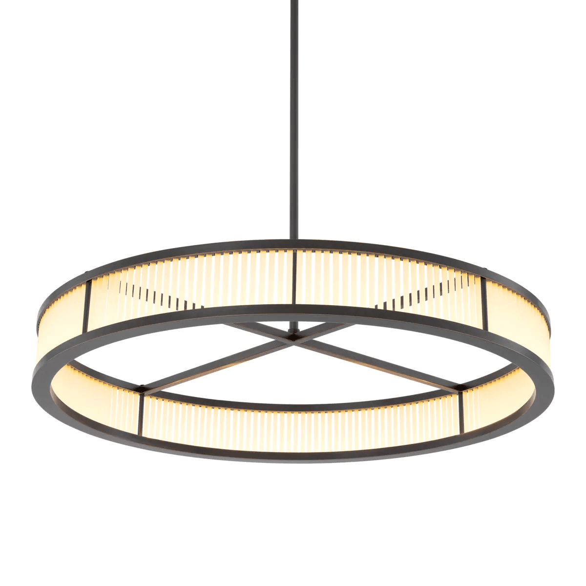 Eichholtz Thibaud Chandelier, 1-Light, LED Integrated, Bronze, Frosted Glass, 35.43"W (114747UL YV0J03YV0Y)
