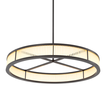 Eichholtz Thibaud Chandelier, 1-Light, LED Integrated, Bronze, Frosted Glass, 35.43"W (114747UL YV0J03YV0Y)