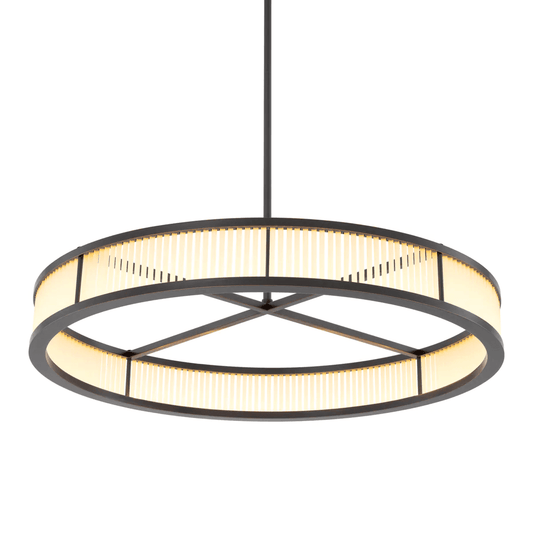 Eichholtz Thibaud Chandelier, 1-Light, LED Integrated, Bronze, Frosted Glass, 35.43"W (114747UL YV0J03YV0Y)