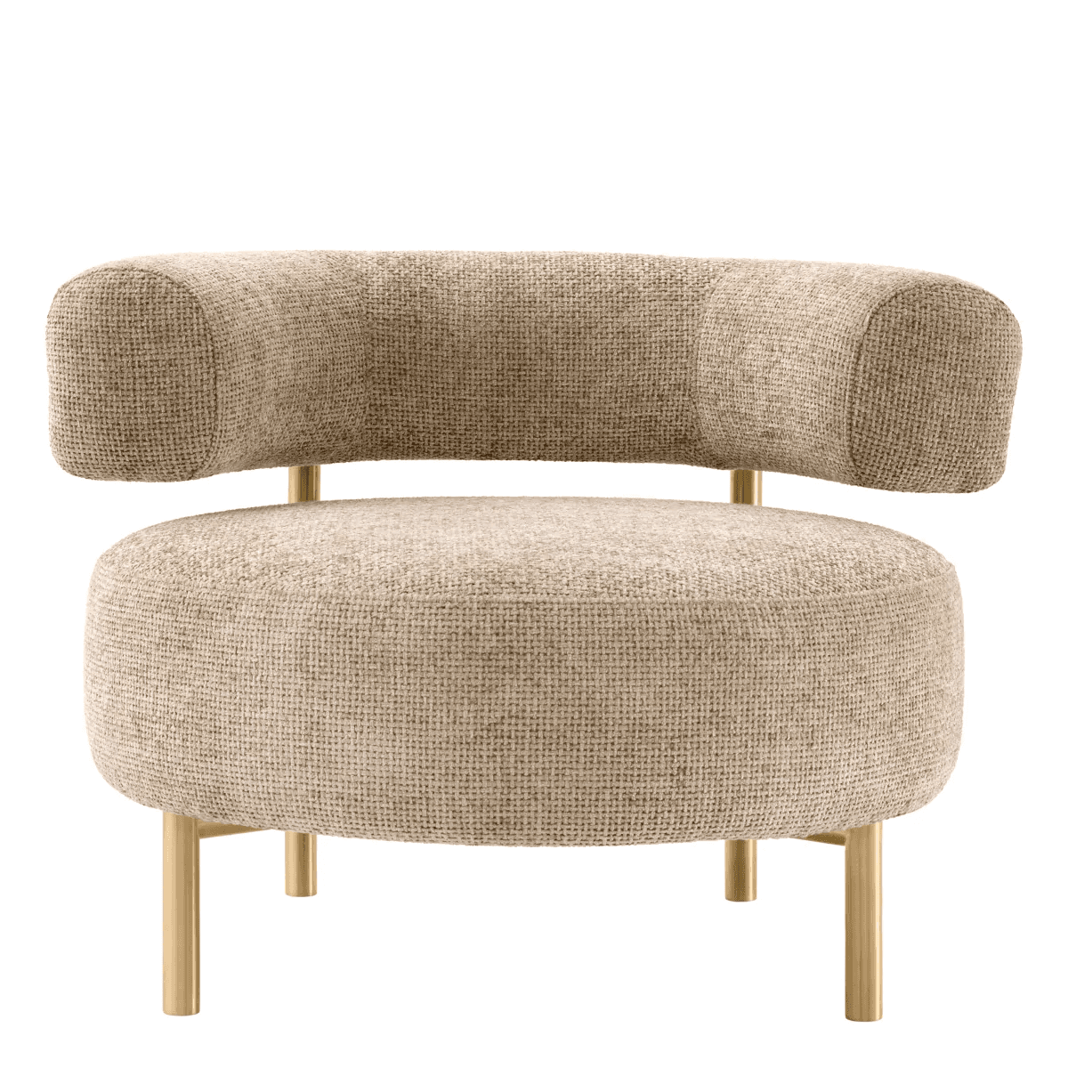 Eichholtz Thompson Armchair, Lyssa Sand Fabric, Brushed Brass Legs, 25.59"H (A117489 YV0J03YU1P)