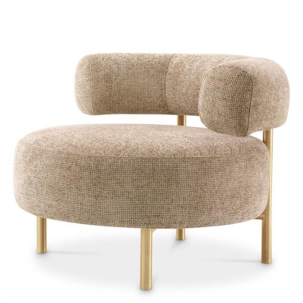 Eichholtz Thompson Armchair, Lyssa Sand Fabric, Brushed Brass Legs, 25.59"H (A117489 YV0J03YU1P)