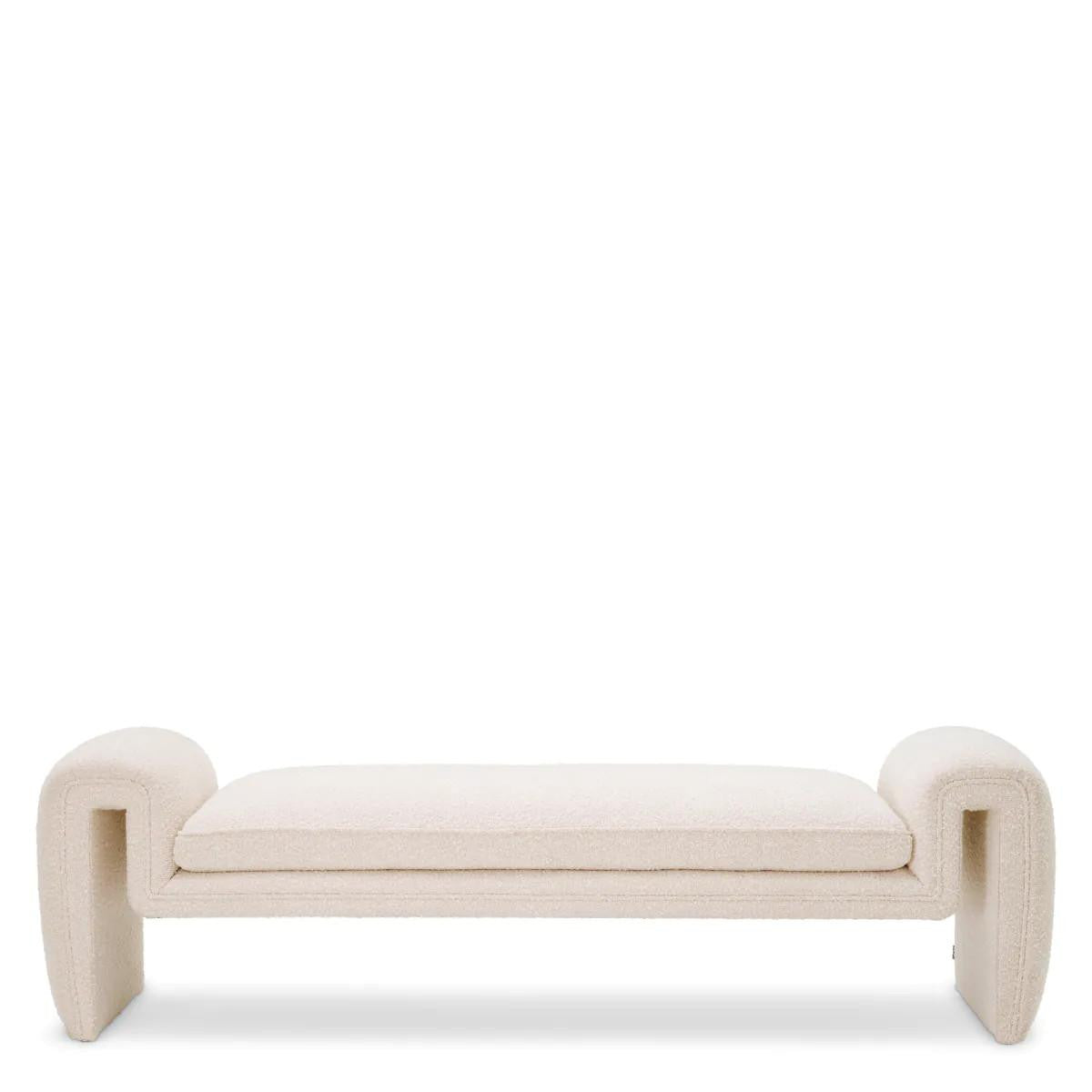 Eichholtz Tondo Bench, Large, Boucle Cream Fabric, 69.69"W (A116480 YV0J03YQ3L)