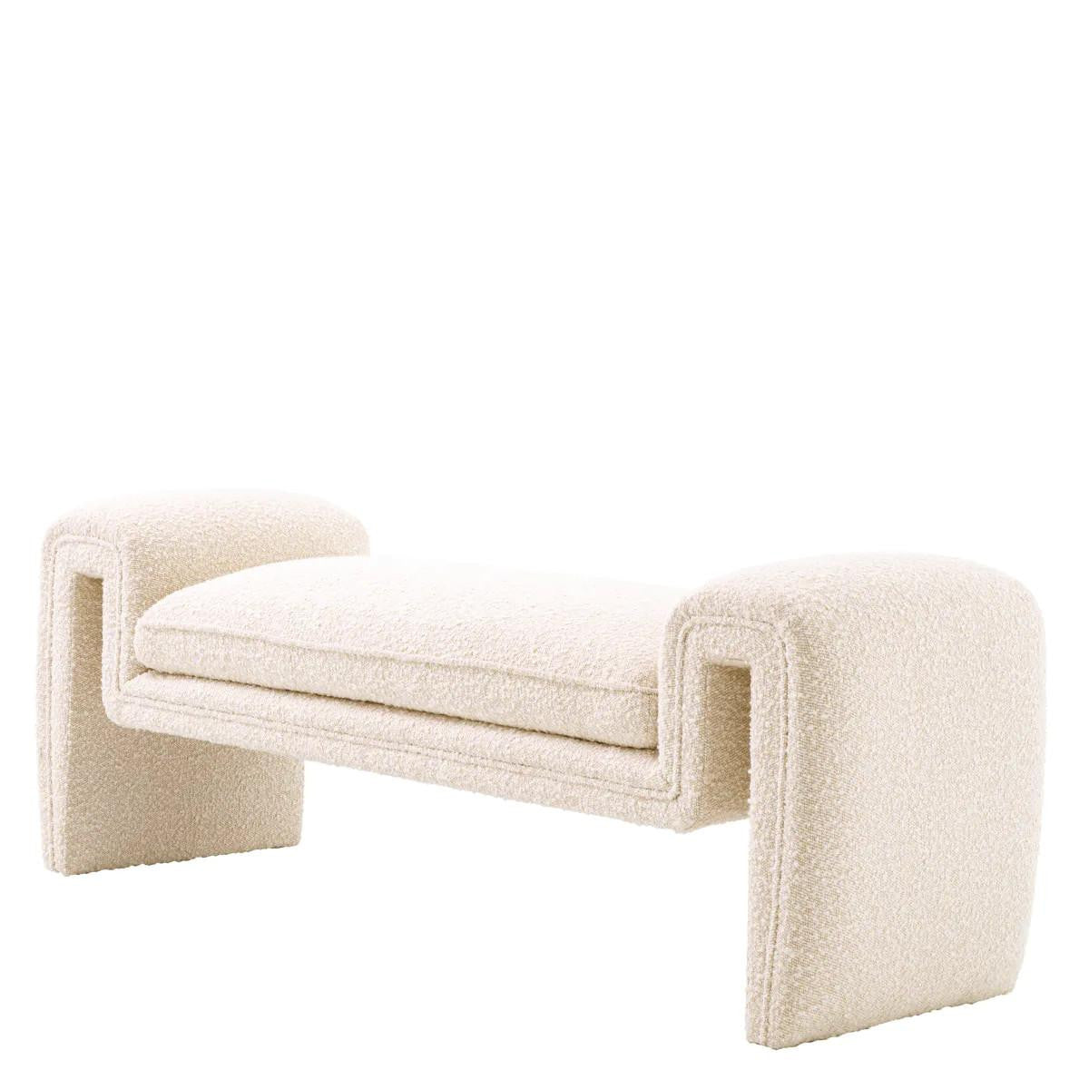 Eichholtz Tondo Bench, Small, Boucle Cream Fabric, 56.69"W (A115859 YV0J03YQ3M)