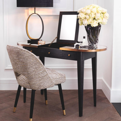 Eichholtz Toulouse Console, Charcoal Gray, Brushed Brass, Mirror Glass, 49.61"W (114436 YV0J03YXZP)