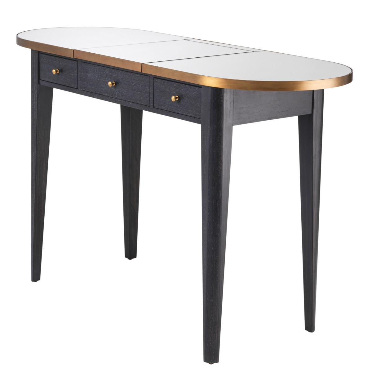 Eichholtz Toulouse Console, Charcoal Gray, Brushed Brass, Mirror Glass, 49.61"W (114436 YV0J03YXZP)