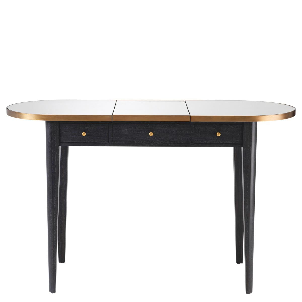 Eichholtz Toulouse Console, Charcoal Gray, Brushed Brass, Mirror Glass, 49.61"W (114436 YV0J03YXZP)
