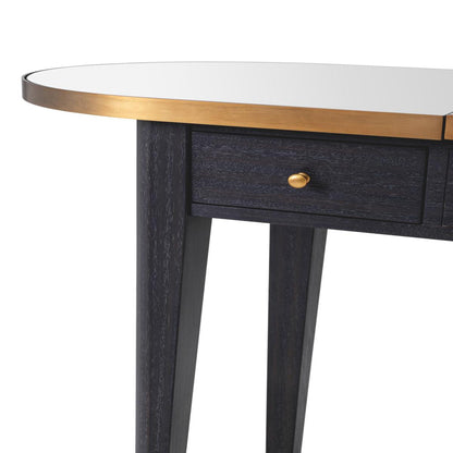 Eichholtz Toulouse Console, Charcoal Gray, Brushed Brass, Mirror Glass, 49.61"W (114436 YV0J03YXZP)