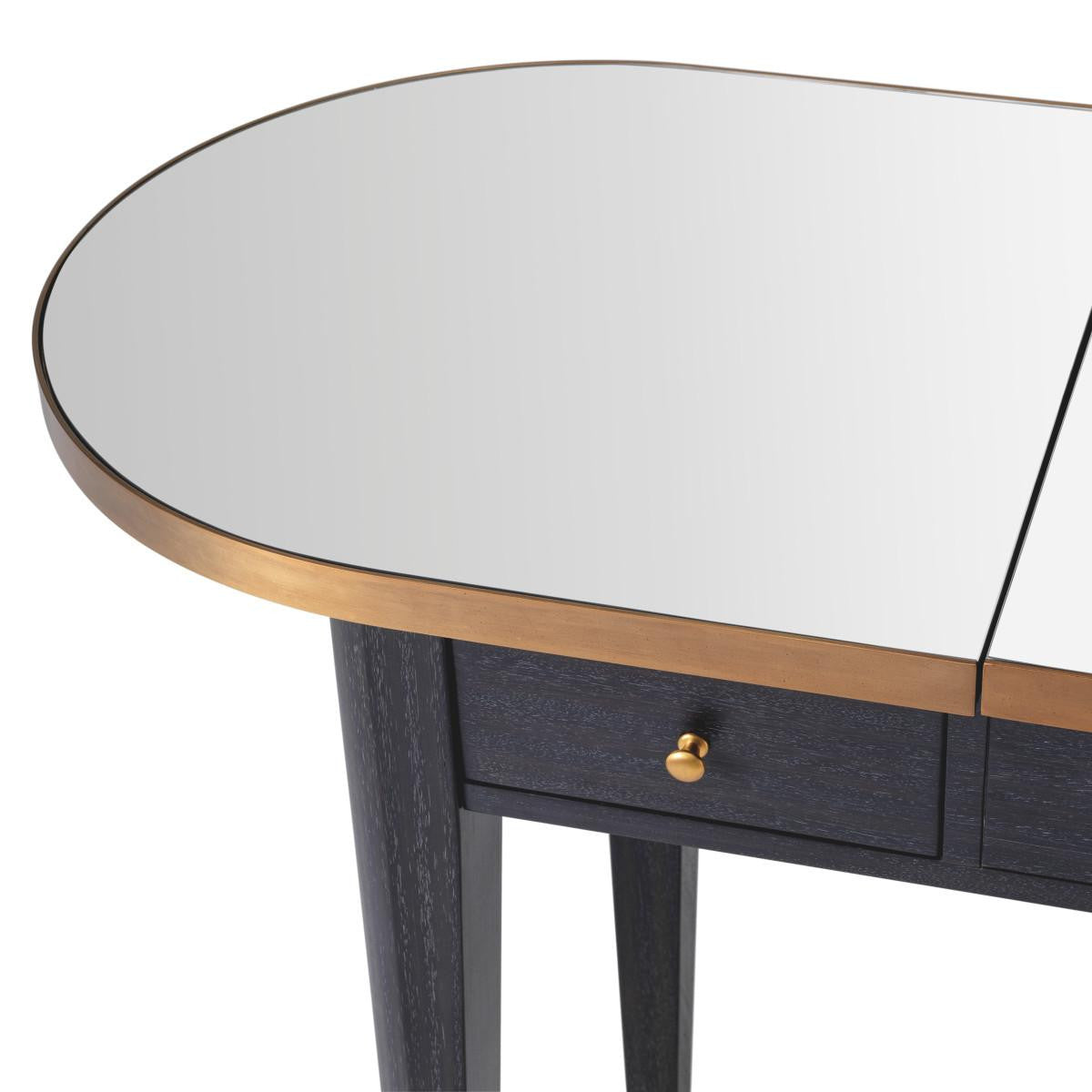 Eichholtz Toulouse Console, Charcoal Gray, Brushed Brass, Mirror Glass, 49.61"W (114436 YV0J03YXZP)