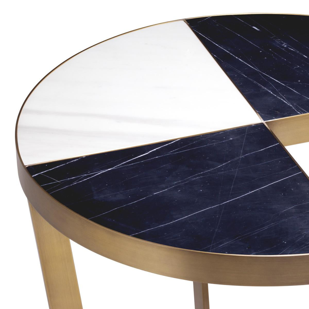 Eichholtz Turino Side Table, Brushed Brass, Black, White, 19.88"H (113586 YV0J041UTF)