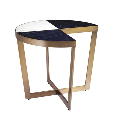 Eichholtz Turino Side Table, Brushed Brass, Black, White, 19.88"H (113586 YV0J041UTF)