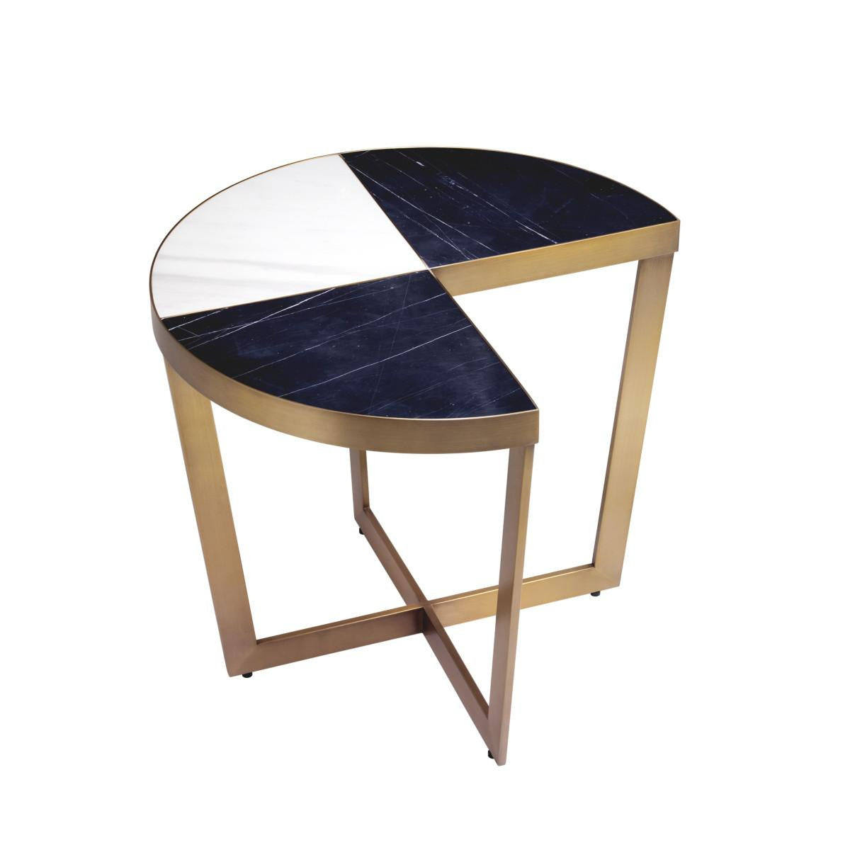 Eichholtz Turino Side Table, Brushed Brass, Black, White, 19.88"H (113586 YV0J041UTF)
