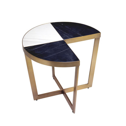 Eichholtz Turino Side Table, Brushed Brass, Black, White, 19.88"H (113586 YV0J041UTF)