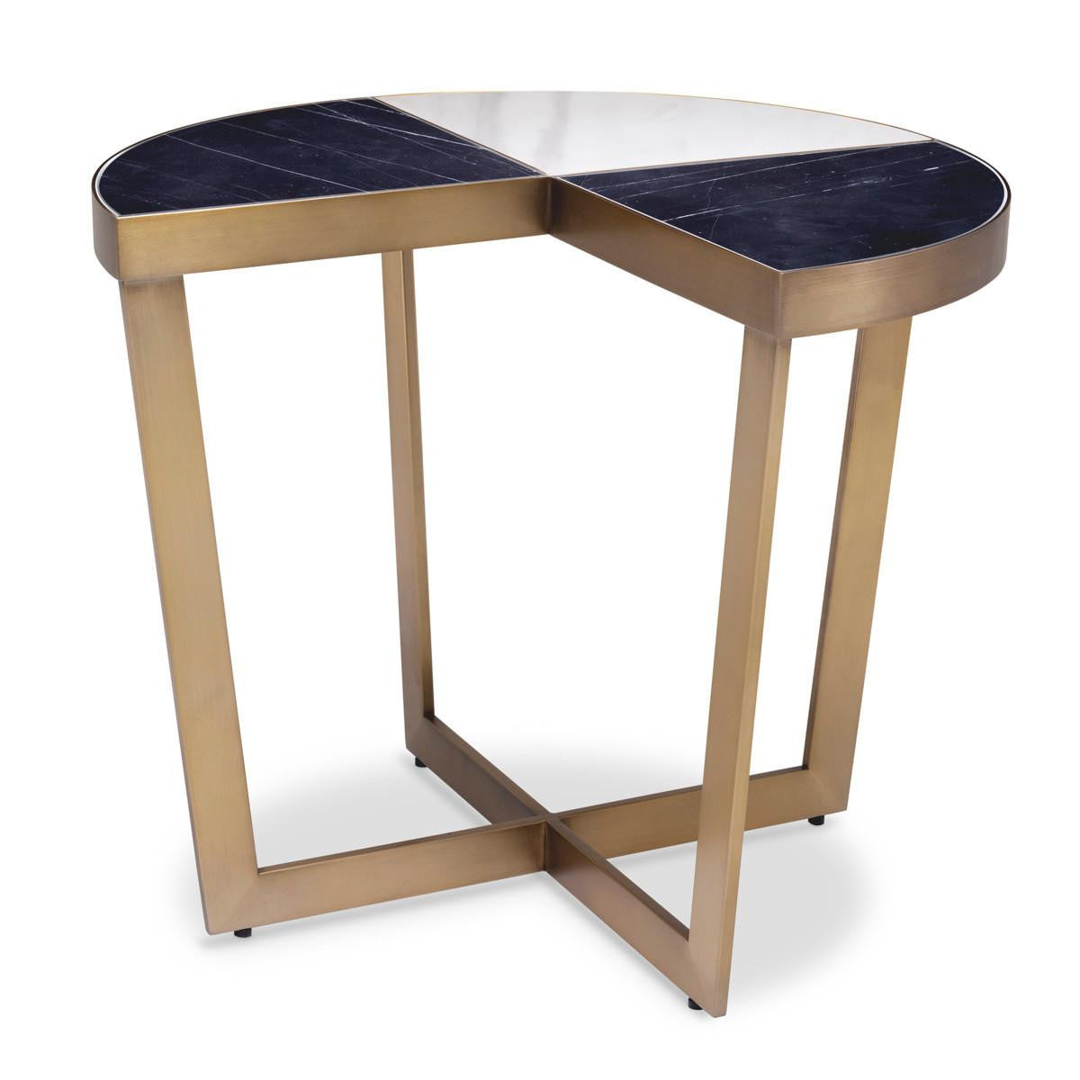 Eichholtz Turino Side Table, Brushed Brass, Black, White, 19.88"H (113586 YV0J041UTF)