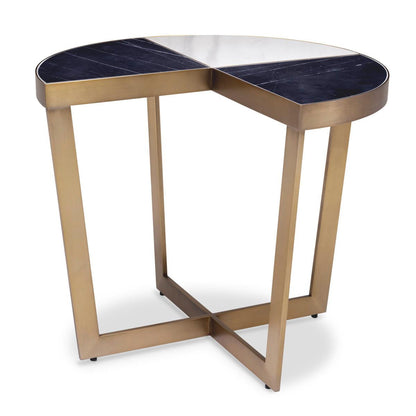 Eichholtz Turino Side Table, Brushed Brass, Black, White, 19.88"H (113586 YV0J041UTF)